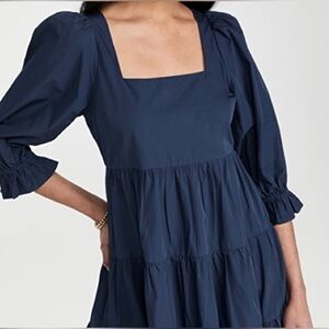 Madewell Lizzie Babydoll Navy Blue Tiered Mini Dress 18W